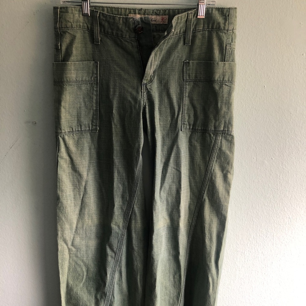 Indigo Hand Wide Leg Jeans Ombre Green 33" x 31.5"